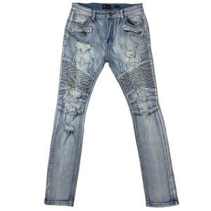 WAIMEA Skinny Fit Distressed Moto Biker Streetwear Denim Stretch Size 20